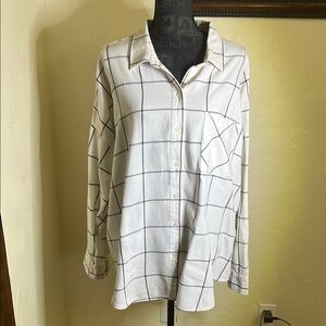 White Checkered Button-Up Shirt